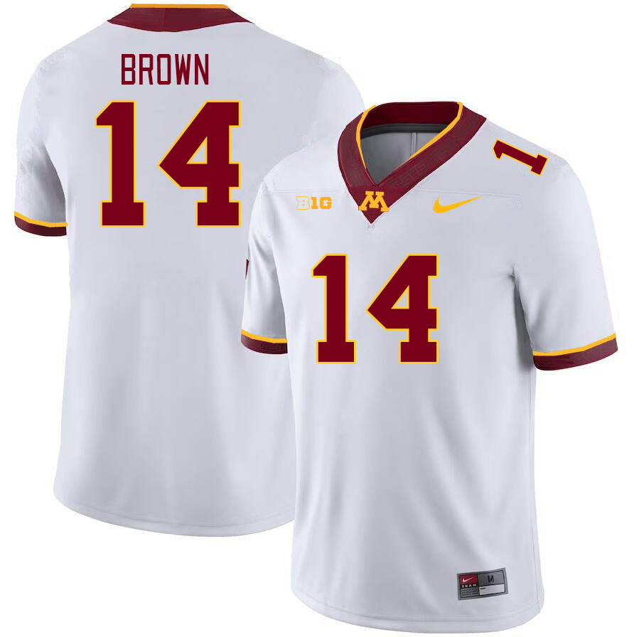 Men #14 Kerry Brown Minnesota Golden Gophers College Football Jerseys Stitched-White - Click Image to Close